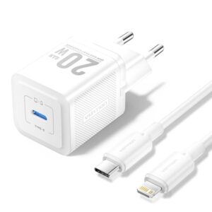 vention cargador de pared gan usb c 20w cable usb c a lightning 1m color blanco