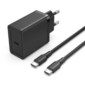 vention cargador de pared usb c 25w cable usb c 1m pd3.0 color negro