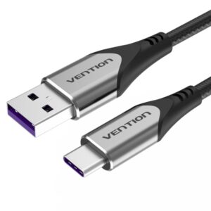 vention cable usb a 2.0 a usb c 2.0 5a 100w 2m trenzado color gris