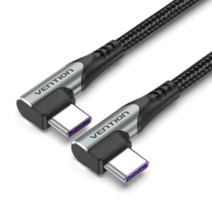 vention cable usb c 2.0 a usb c 2.0 5a 100w 0.5m trenzado acodado en los dos extemos color gris