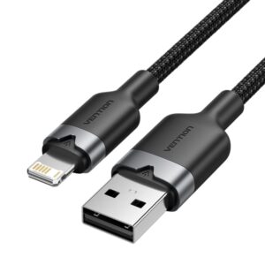 vention cable usb a a lightning 2.4a 1m trenzado color negro
