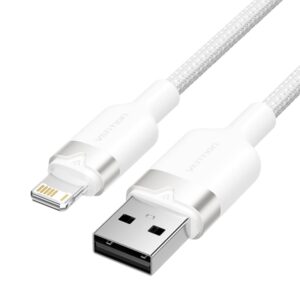 vention cable usb a a lightning 2.4a 1m trenzado color blanco
