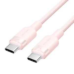 vention cable usb c a usb c 3a 60w 2m trenzado color rosa