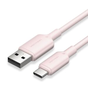 vention cable usb c a usb a 3a 60w 1m trenzado color rosa