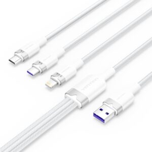 vention cable usb a 2.0 a usb c, lightning, micro b 6a 1.5m trenzado color blanco