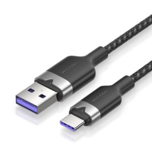vention cable usb c 2.0 a usb a 6a 100w 2m trenzado color negro