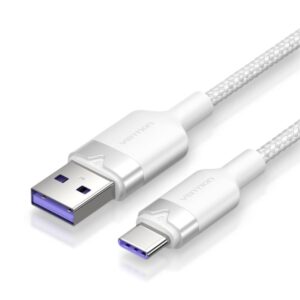 vention cable usb c 2.0 a usb a 6a 100w 1m trenzado color blanco