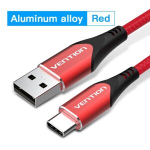 vention cable usb c 2.0 a usb a 3a 60w 2m trenzado color rojo