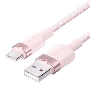vention cable usb c 2.0 a usb a 3a 60w 1m trenzado color rosa