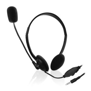 ewent auriculares de chat con microfono y control de volumen cable de 2m 1x jack 3.5mm 4 pines color negro
