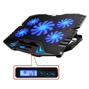 ewent soporte para portatil 5 ventiladores silenciosos hasta 17" 2 puertos usb 5 velocidades de ventilador 2 modos de enfriamiento color negro