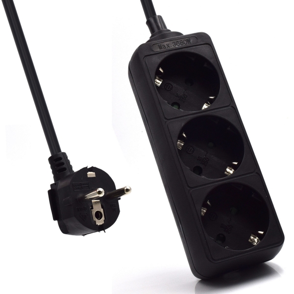 ewent regleta de energia 3 enchufes 16a enchufe schuko color negro