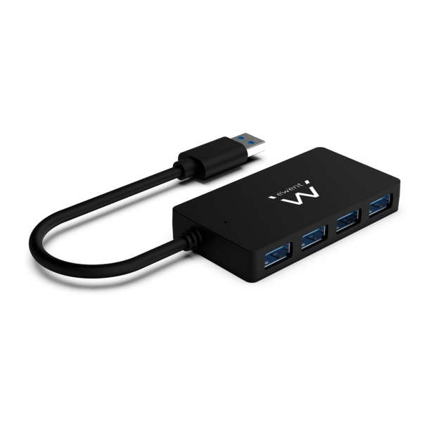 ewent hub usb3.2 gen 1 usb a de 4 puertos alimentado por usb color negro