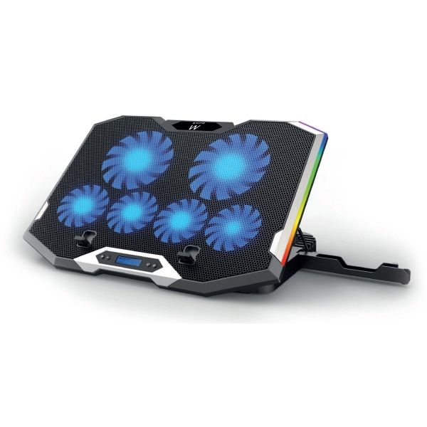 ewent soporte para portatil hasta 15.6" 6 ventiladores silenciosos 6 velocidades rgb led color negro