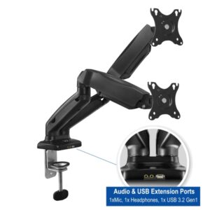 ewent soporte de escritorio para 2 monitores de 13 34" vesa maximo 100x100 hasta 9 kg color negro