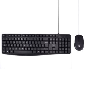 ewent paquete con cable kb+raton teclado de oficina cable usb a de 1.35m raton de oficina 1000dpi cable usb a de 1.35m color negro