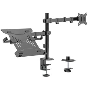 ewent soporte de escritorio para 1 monitor y 1 portatil 34" hasta 9 kg color negro