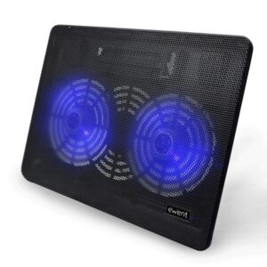 ewent ew1256 base de refrigeracion para portatil hasta 17" 2 ventilador altura ajustable color negro