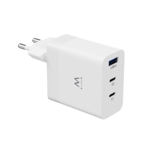 ewent ew1323 cargador usb 3 puertos salida maxima 65w 1 usb a y 2 usb c color blanco