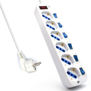 ewent ew3932 regleta con 6 tomas de corriente proteccion contra sobretensiones interruptores individuales. color blanco