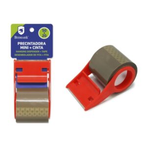 bismark mini precintadora de mano para rollos de hasta 20m de largo incluye precinto de 20m cuchilla de acero color rojo