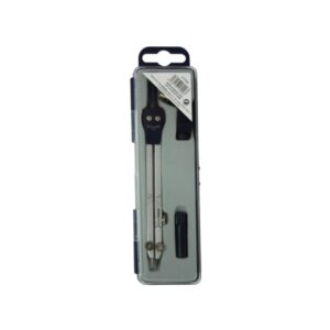 bismark compas escolar con doble articulacion y adaptador universal presentado en estuche de plastico color negro/acero