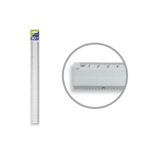 bismark regla milimetrada 30cm fabricada en aluminio con bisel para las lineas a tinta color aluminio