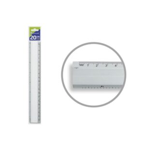 bismark regla milimetrada 20cm fabricada en aluminio con bisel para las lineas a tinta color aluminio