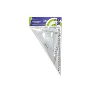 bismark pack de escuadra 15cm y cartabon 23cm fabricados en plastico ideal para el colegio transparentes