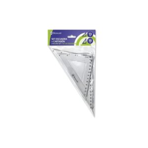 bismark pack de escuadra 13cm y cartabon 18cm fabricados en plastico ideal para el colegio transparentes