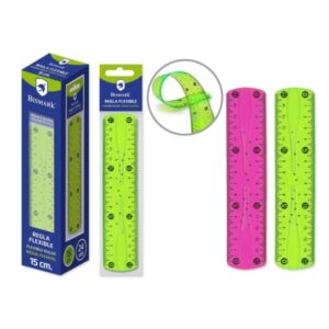 bismark regla flexible 15cm fabricada en pvc ideal para colegio colores rosa y verde aleatorios
