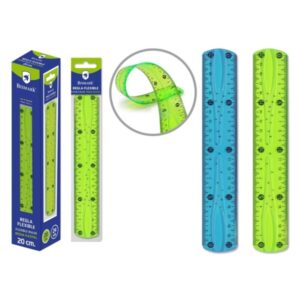 bismark regla flexible 20cm fabricada en pvc ideal para colegio colores azul y verde aleatorios