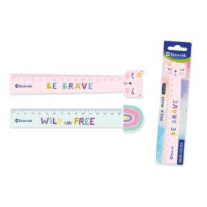 bismark regla 15cm con decoraciones de frases motivadoras fabricada en plastico ideal para colegio 2 diseños diferentes