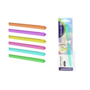 bismark regla triangular 15cm fabricada en poliestireno ideal para colegio colores pastel surtidos