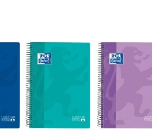 oxford europeanbook 4 cuaderno a5+ cuadriculado 5x5mm 120 hojas 90gr tapa superresistente 4 bandas de color colores vivos surtidos