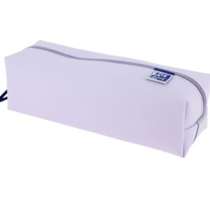 oxford live & go estuche cuadrado grande material acolchado goma elastica para unirlo al cuaderno color malva