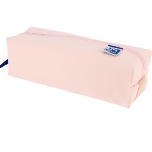 oxford live & go estuche cuadrado grande material acolchado goma elastica para unirlo al cuaderno color rosa
