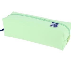 oxford live & go estuche cuadrado grande material acolchado goma elastica para unirlo al cuaderno color verde
