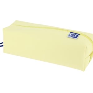 oxford live & go estuche cuadrado grande material acolchado goma elastica para unirlo al cuaderno color amarillo