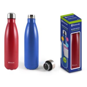 bismark botella termica 500ml aislamiento de vacio de doble pared tapon hermetico colores rojo y azul