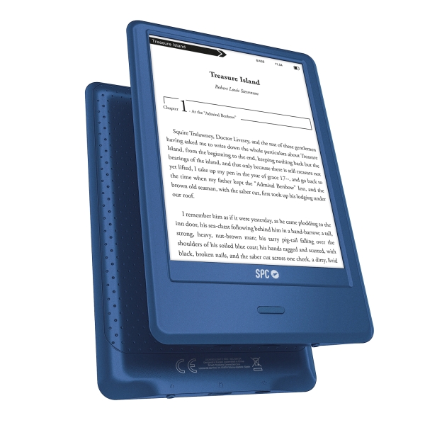 spc dickens light 2 pro ebook pantalla retroiluminada 6" tactil tinta electronica 8gb de almacenamiento fino y ligero autonomia de un mes giro 90º color azul