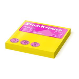erichkrause bloc de 100 notas adhesivas 75x75mm removibles color amarillo neon