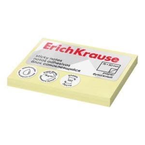 erichkrause bloc de 100 notas adhesivas 50x75mm removibles color amarillo claro