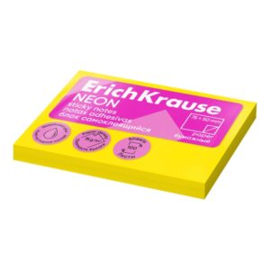 erichkrause bloc de 100 notas adhesivas 50x75mm removibles color amarillo neon