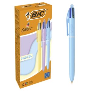 bic 4 colours pastel boligrafo de bola retractil punta media de 1.0mm tinta con base de aceite cuerpo en colores pastel 4 colores