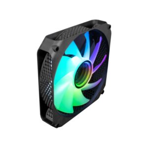 coolbox infinity ventilador argb efecto tunel de colores silencioso rodamiento hidraulico color negro