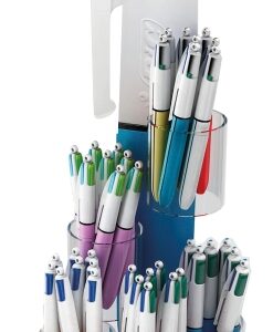 bic 4 colours expositor de 60 boligrafos de bola retractiles + 100 boligrafos bic cristal azul de regalo punta media de 1.0mm tinta con base de aceite 4 colores diseños surtidos