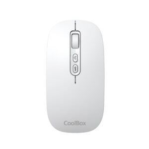 coolbox w02 raton inalambrico bluetooth y rf 2.4ghz super ligero boton acceso copilot recargable por usb c dpi ajustable sensor optico color blanco