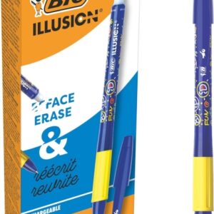 bic illusions boligrafo borrable punta media de 0.7mm grip de goma recargable color azul