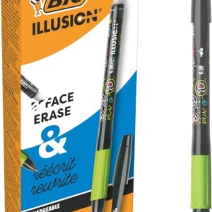 bic illusions boligrafo borrable punta media de 0.7mm grip de goma recargable color negro